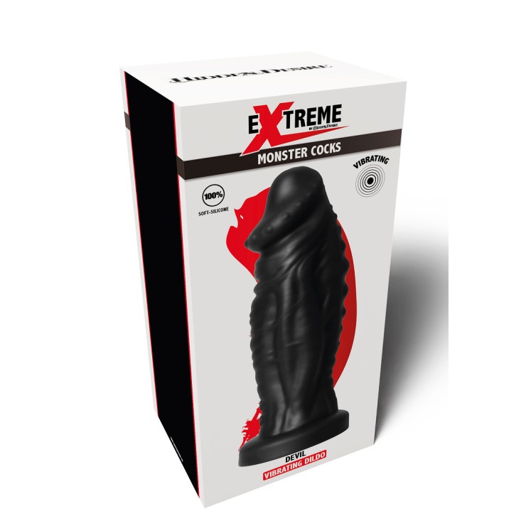 DILDO FALLO NERO VIBRANTE DI SILICONE MORBIDO CON RILIEVI...