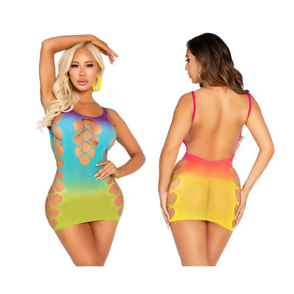 MINI ABITO CUT OUT COLORATO SEXY PER DONNA CON SPALLINE SOTTILI
