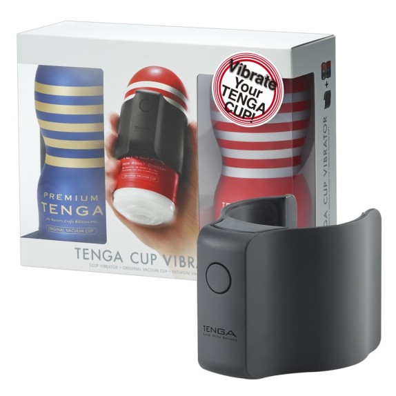 KIT 2 MASTURBATORI CON ADATTATORE VIBRANTE CUP VIBRATOR LIMITED SET TENGA