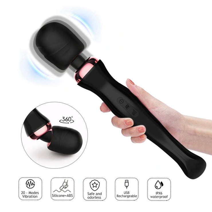 WAND MASSAGGIATORE CLITORIDEO VIBRANTE CON TESTA...