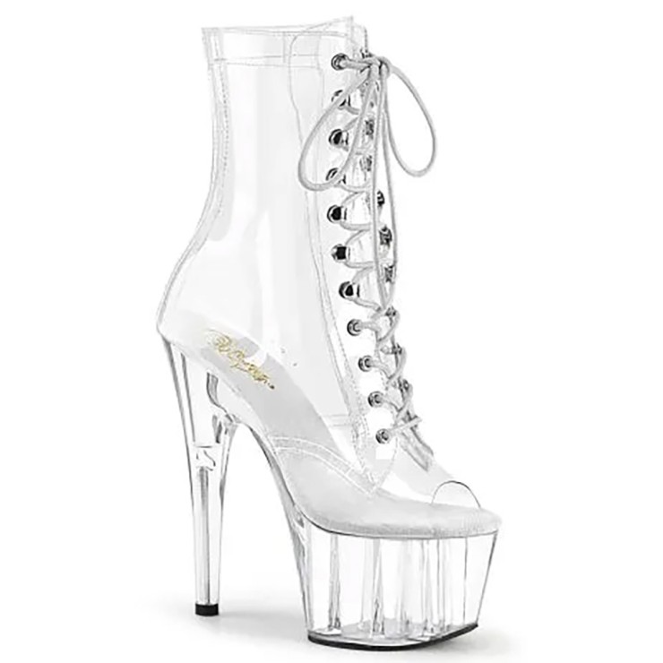 STIVALETTO APERTO TRASPARENTE SEXY PER DONNA TACCO 18 CM...