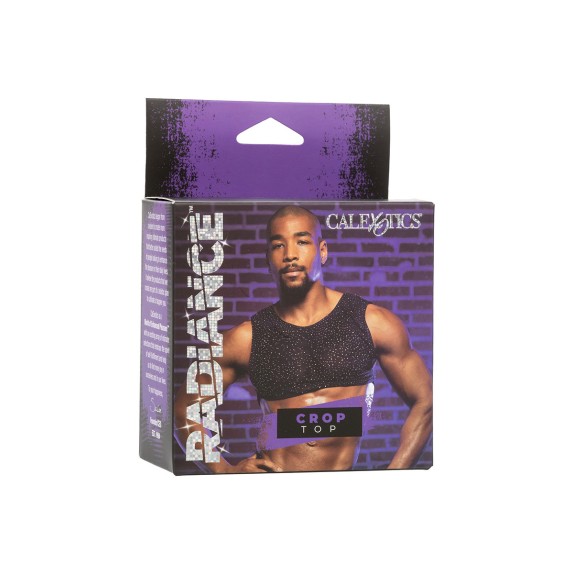 TOP CORTO A RETE CON STRASS PER UOMO CROP TOP CALEXOTICS
