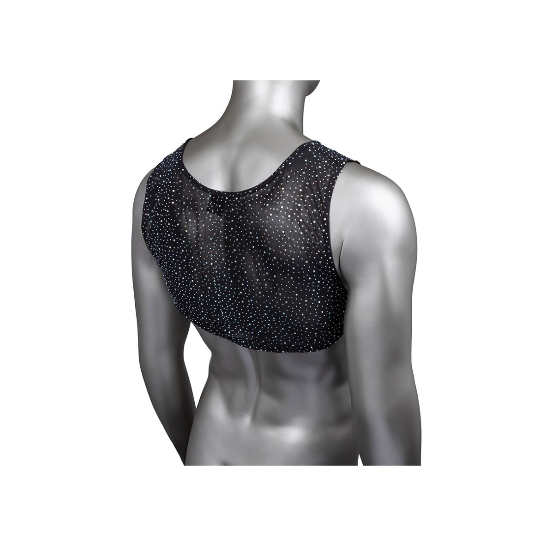 TOP CORTO IN MICRORETE CON STRASS PER UOMO CROP...