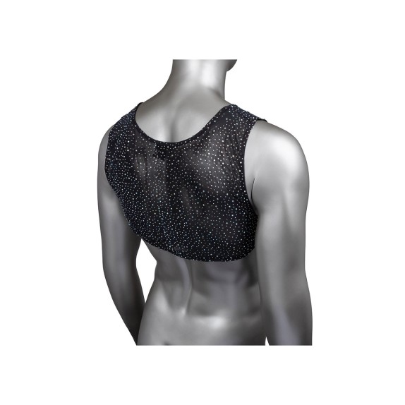 TOP CORTO IN MICRORETE CON STRASS PER UOMO CROP TOP CALEXOTICS