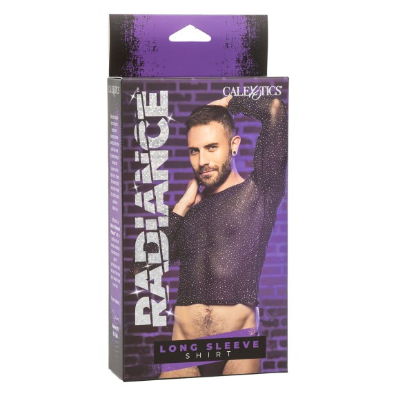 MAGLIA A MANICHE LUNGHE IN MICRORETE CON STRASS PER UOMO CALEXOTICS