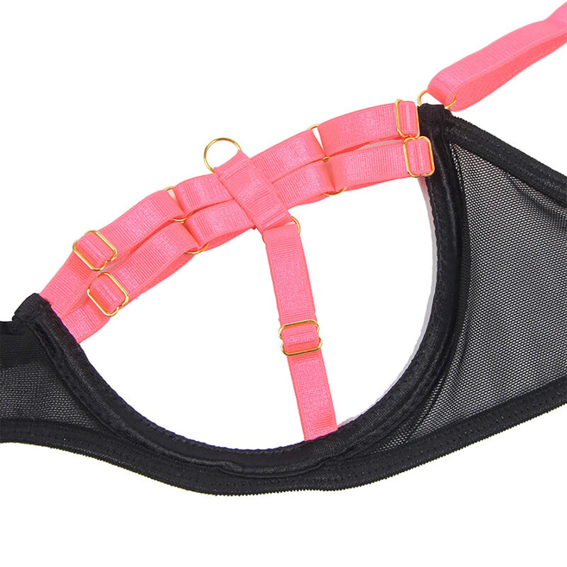 SET 4 PEZZI LINGERIE STILE HARNESS CON...