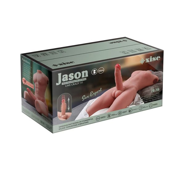 MEZZO BUSTO REALISTICO DI UOMO CON PENE A SPINTA IN SILICONE JASON XISE