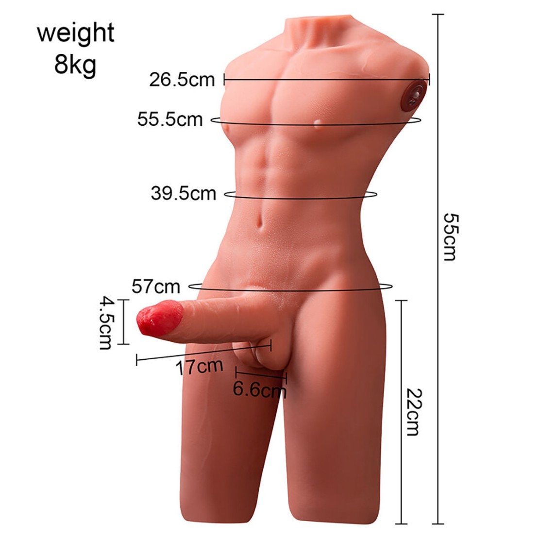 MEZZO BUSTO REALISTICO DI UOMO CON PENE A...