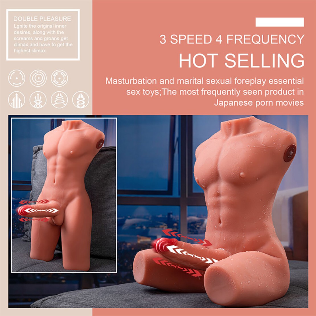 MEZZO BUSTO REALISTICO DI UOMO CON PENE A...