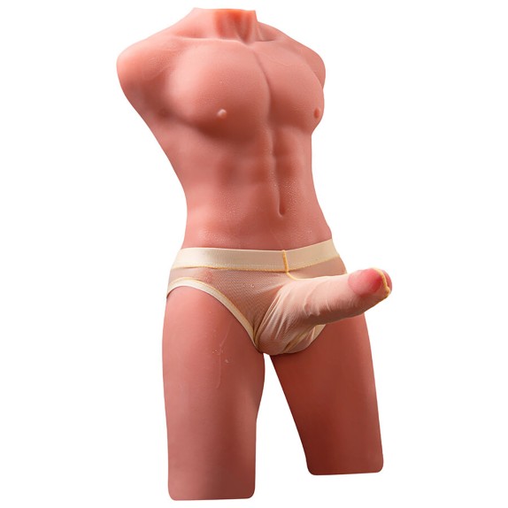 MEZZO BUSTO REALISTICO DI UOMO CON PENE A SPINTA IN SILICONE JASON XISE