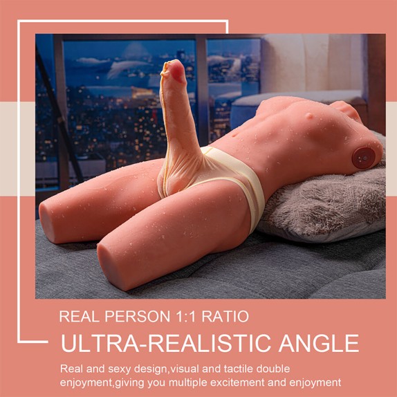 MEZZO BUSTO REALISTICO DI UOMO CON PENE A SPINTA IN SILICONE JASON XISE