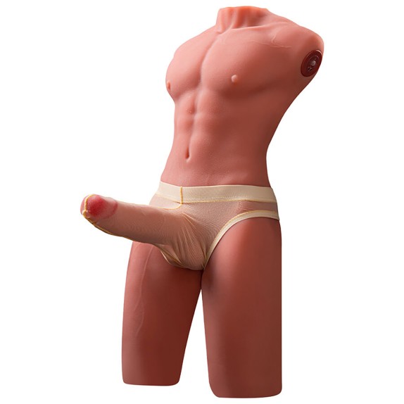 MEZZO BUSTO REALISTICO DI UOMO CON PENE A SPINTA IN SILICONE JASON