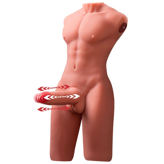 MEZZO BUSTO REALISTICO DI UOMO CON PENE A SPINTA IN SILICONE JASON XISE