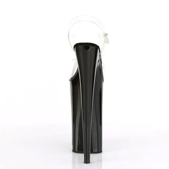 SANDALO SEXY NERO E TRASPARENTE CON CINTURINO TACCO 25 CM