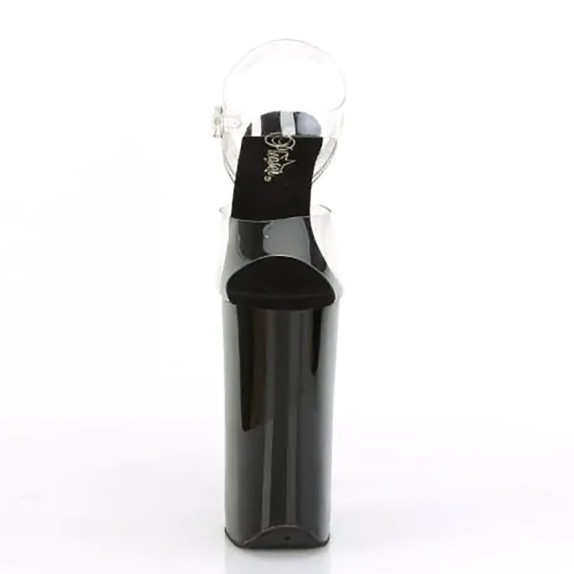 SANDALO SEXY NERO E TRASPARENTE CON CINTURINO TACCO 25 CM