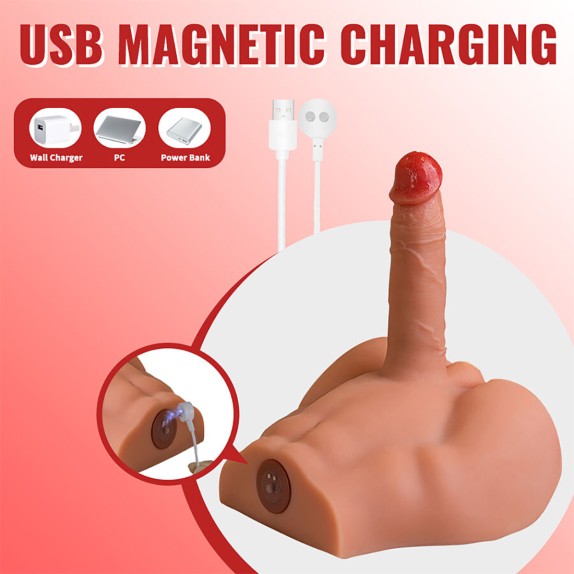 MEZZO BUSTO DI UOMO CON PENE 17,5 CM A SPINTA SU E GIU' IN SILICONE PEEL XISE