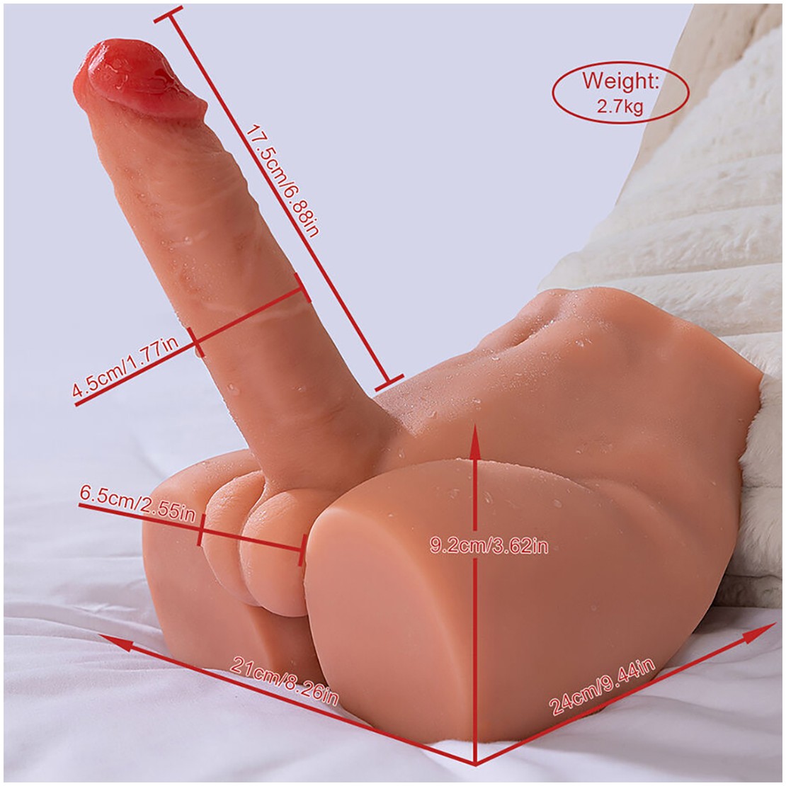MEZZO BUSTO DI UOMO CON PENE 17,5 CM A SPINTA...