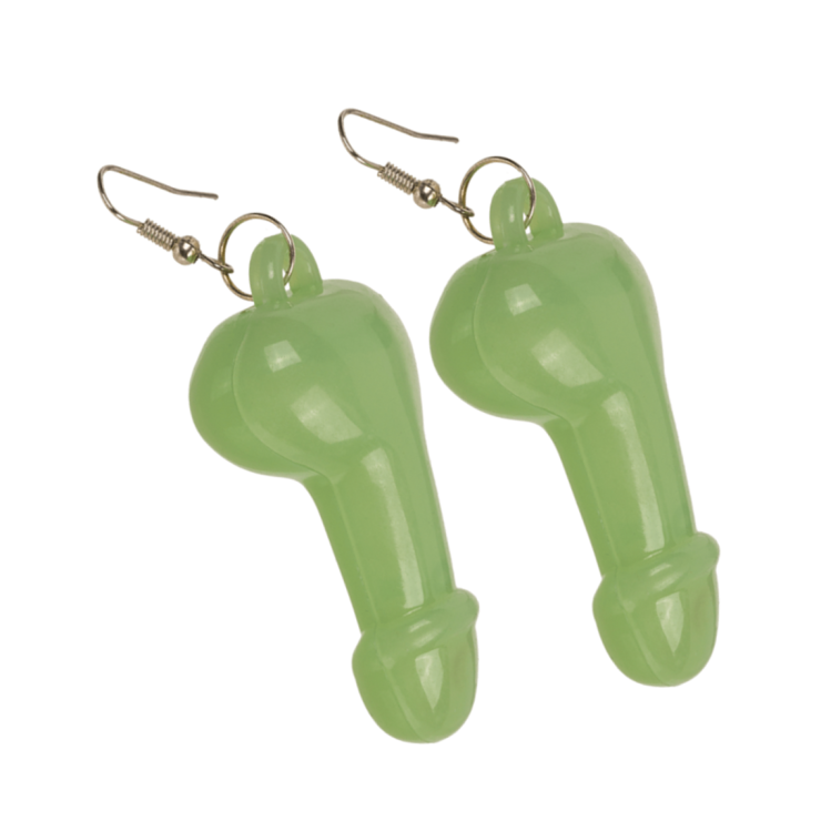 COPPIA DI ORECCHINI SEXY GADGET A FORMA DI PENE FLUORESCENTI 2