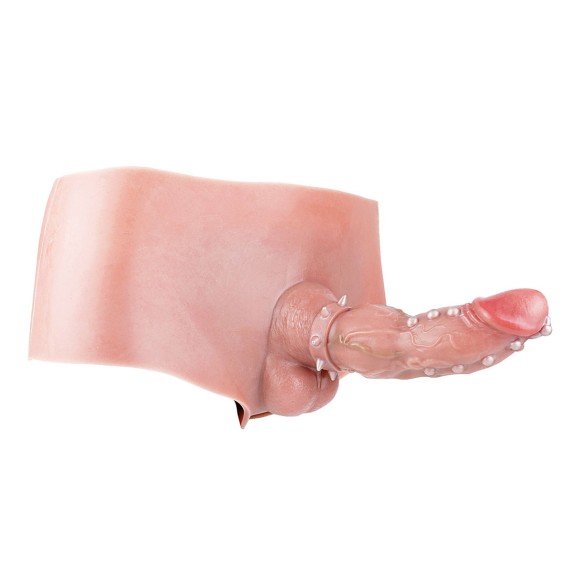 MUTANDA IN SILICONE INDOSSABILE CON PENE CON RILIEVI STRAP-ON CAVO PANTY 4