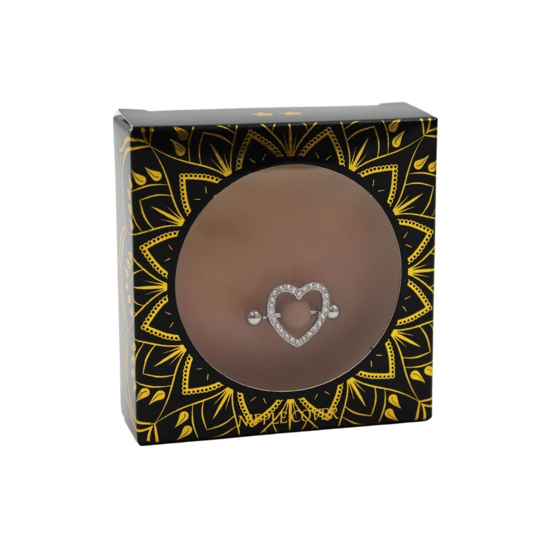 COPRI CAPEZZOLI CON PIERCING A CUORE CON STRASS...