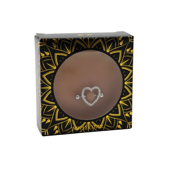 COPRI CAPEZZOLI CON PIERCING A CUORE CON STRASS PER CARNAGIONE MEDIA-SCURA