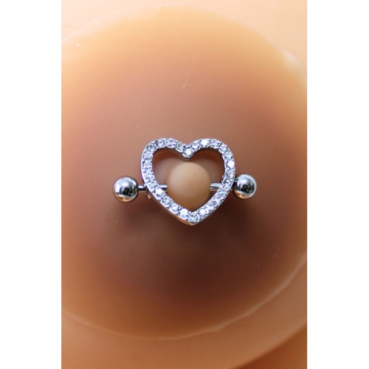 COPRI CAPEZZOLI CON PIERCING A CUORE CON STRASS PER... 2