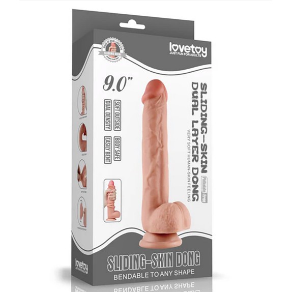 FALLO REALISTICO CON TESTICOLI VENTOSA E PELLE MOBILE SLIDING SKIN 9"