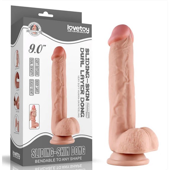 FALLO REALISTICO CON TESTICOLI VENTOSA E PELLE MOBILE SLIDING SKIN 9,5"