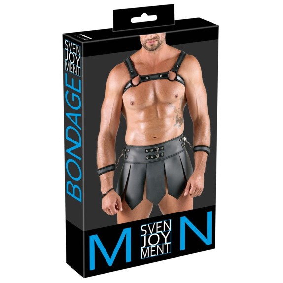 SET BONDAGE  CON HARNESS E GONNA GLADIATORE CON MANETTE SVENJOYMENT