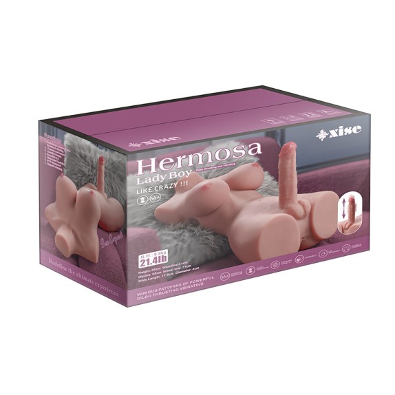 BUSTO REALISTICO DI TRANS 49 CM CON PENE A MOVIMENTO A SPINTA IN SILICONE HERMOSA XISE