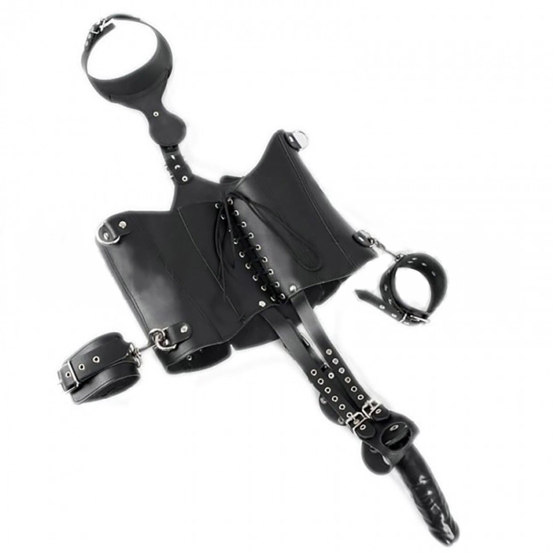 BODY IN PELLE CON DILDO IN LATEX E MANETTE...