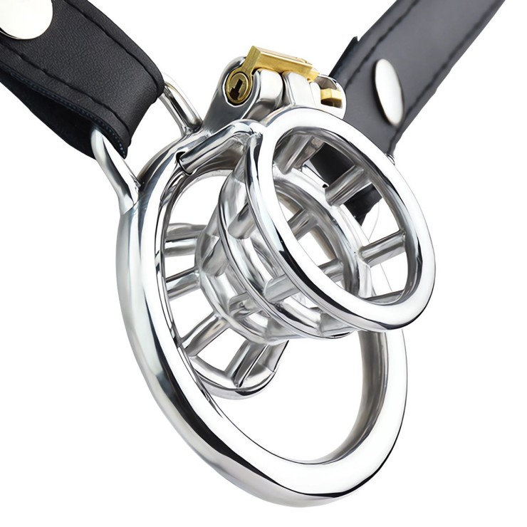 GABBIA DI CASTITÀ PER UOMO DI FORMA CONICA CON ANELLO E...