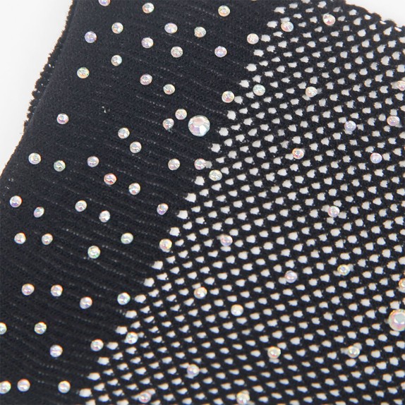 GUANTI SEXY NERI FINO AL GOMITO IN RETE SOTTILE CON STRASS