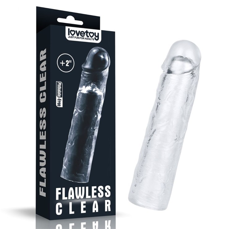 GUAINA E PROLUNGA TRASPARENTE PER IL PENE 19 CM FLAWLESS 2 2