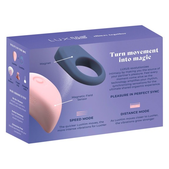 SET DI COPPIA STIMOLATORE DI CLITORIDE E ANELLO CON APP LUXUS