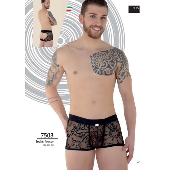 JOCKS BOXER SEXY PER UOMO CON RICAMO FLOREALE APERTO DIETRO LINGERIE EROS VENEZIANI