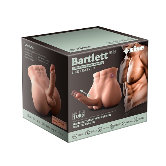 BACINO MEZZO BUSTO DI UOMO CON PENE 18 CM A SPINTA IN SILICONE BARTLETT XISE