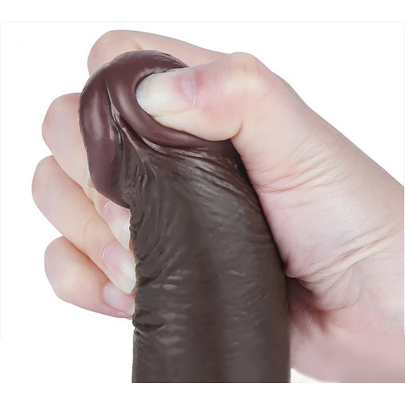 DILDO MARRONE REALISTICO A DOPPIA DENSITA' CON PELLE SCORREVOLE 7,5"