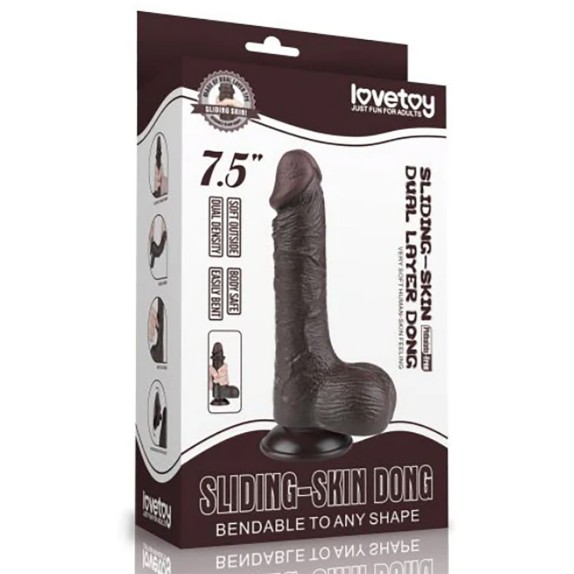 DILDO MARRONE REALISTICO A DOPPIA DENSITA' CON PELLE SCORREVOLE 7,5"