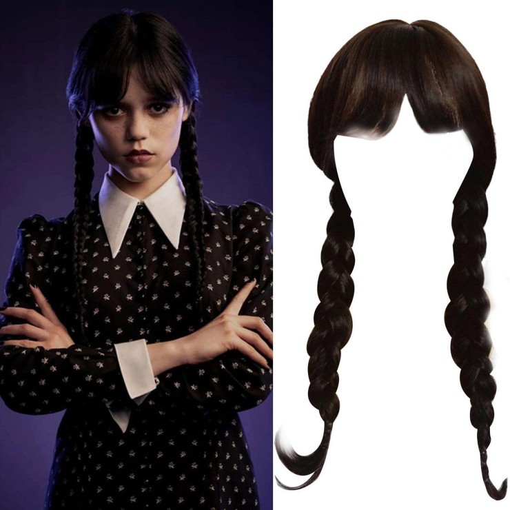 PARRUCCA SEXY HALLOWEEN DA MERCOLEDI' ADDAMS CON TRECCE E... 2