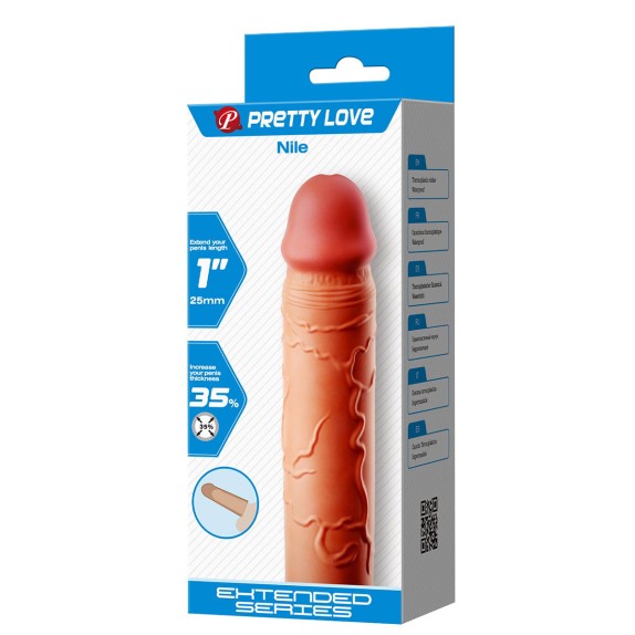 GUAINA E PROLUNGA PER IL PENE 16,5 CM CON ANELLO PER I TESTICOLI NILE