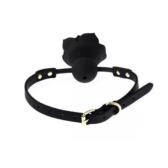 GAG SEX TOY IN SILICONE A FORMA DI ROSA NERO/FUCSIA