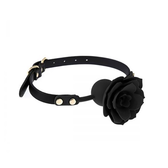 GAG SEX TOY IN SILICONE A FORMA DI ROSA NERO/FUCSIA