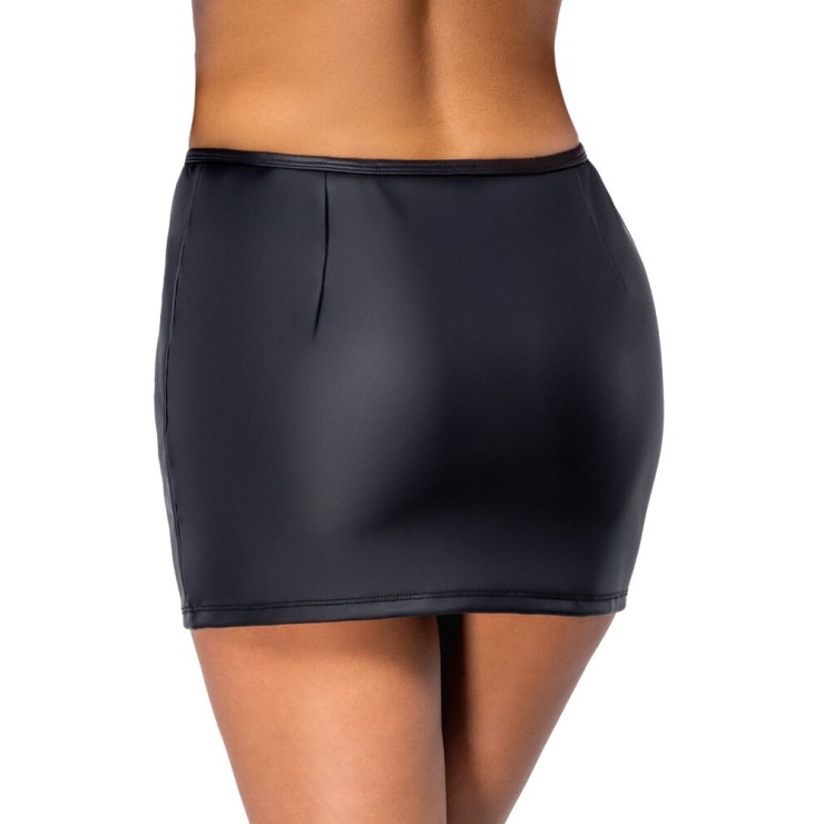 MINIGONNA SEXY NERA OPACA PER DONNA CON ZIP DI STRASS... 2