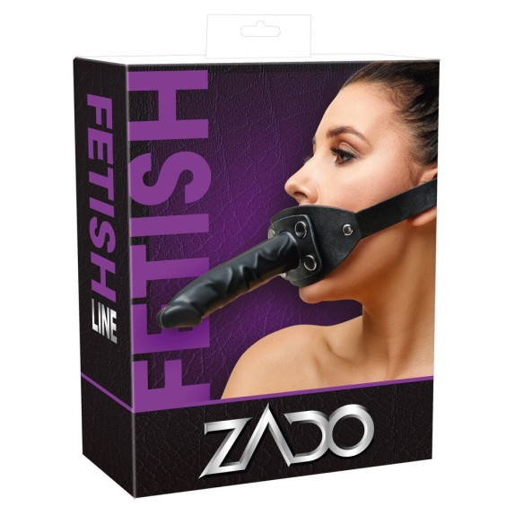 GAG MORSO COSTRITTIVO CON DILDO DOPPIO IN PELLE E LATTICE ZADO