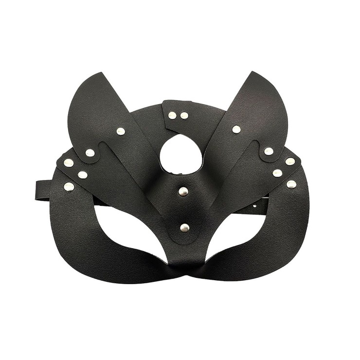 MASCHERA DA GATTA NERA IN ECOPELLE MORBIDA REGOLABILE