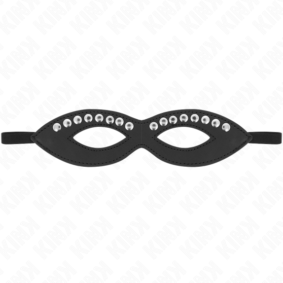 MASCHERA SEXY IN ECOPELLE CON BORCHIE ARGENTATE E ELASTICO