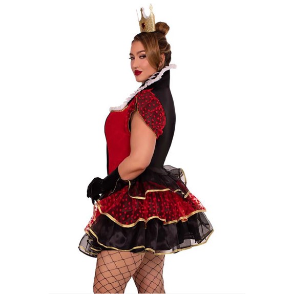 COSTUME 2 PZ TRAVESTIMENTO REGINA DI CUORI TAGLIA GRANDE