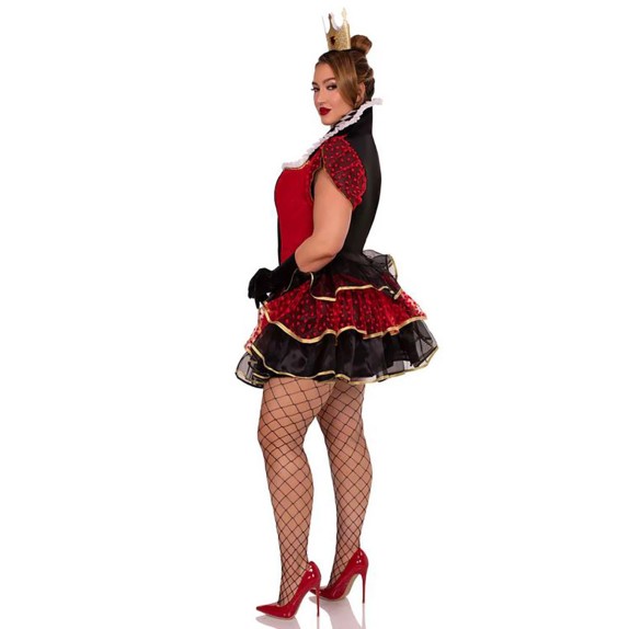 COSTUME 2 PZ TRAVESTIMENTO SEXY REGINA DI CUORI TAGLIA GRANDE