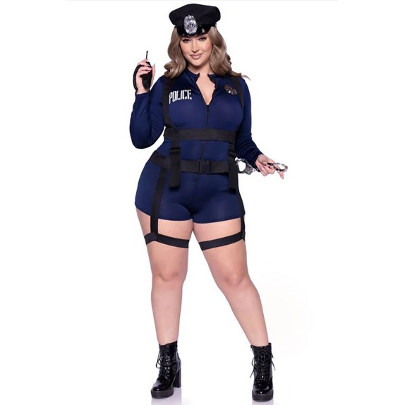 COSTUME SEXY 6 PZ DA POLIZIOTTA CURVY CON ACCESSORI LEG AVENUE